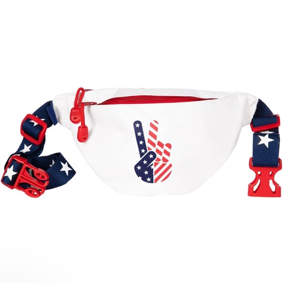 Tipsy Elves All American Fanny Pack Red White Blue Patriotic Peace - Picture 2 of 9